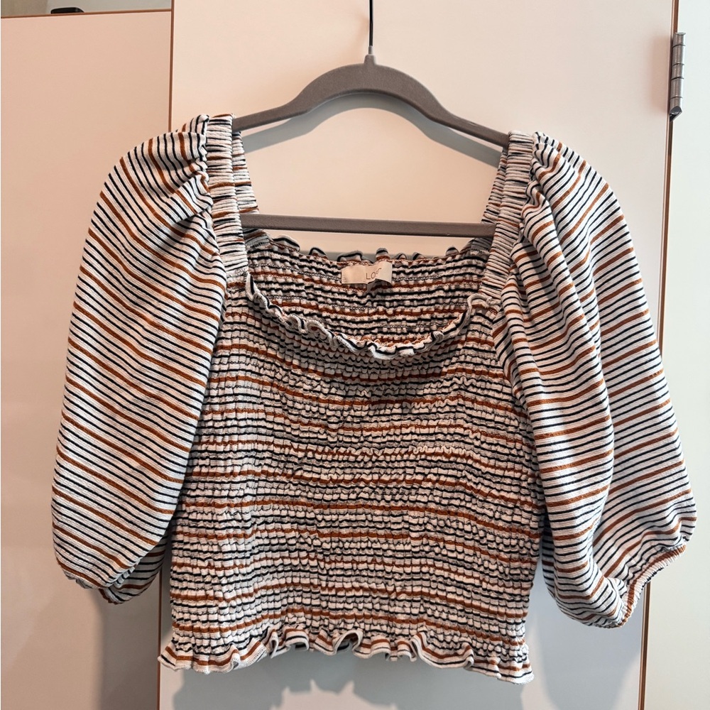 Striped Puff Sleeve Top - LOFT
